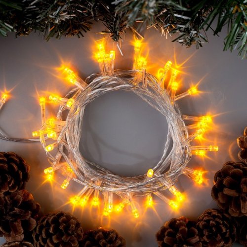 Гирлянда светодиодная "Шнур" 50LED 220В Желтая IP20 5м фото Гирлянда светодиодная "Шнур" 50LED 220В Желтая IP20 5м картинка